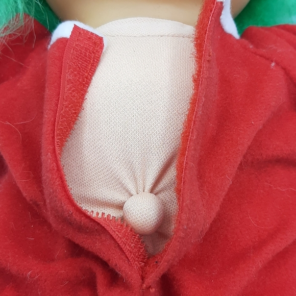 Russ Christmas Troll Doll 2338 Santa Hat Pajamas Green Hair 13" Soft Body Vtg - Picture 7 of 8